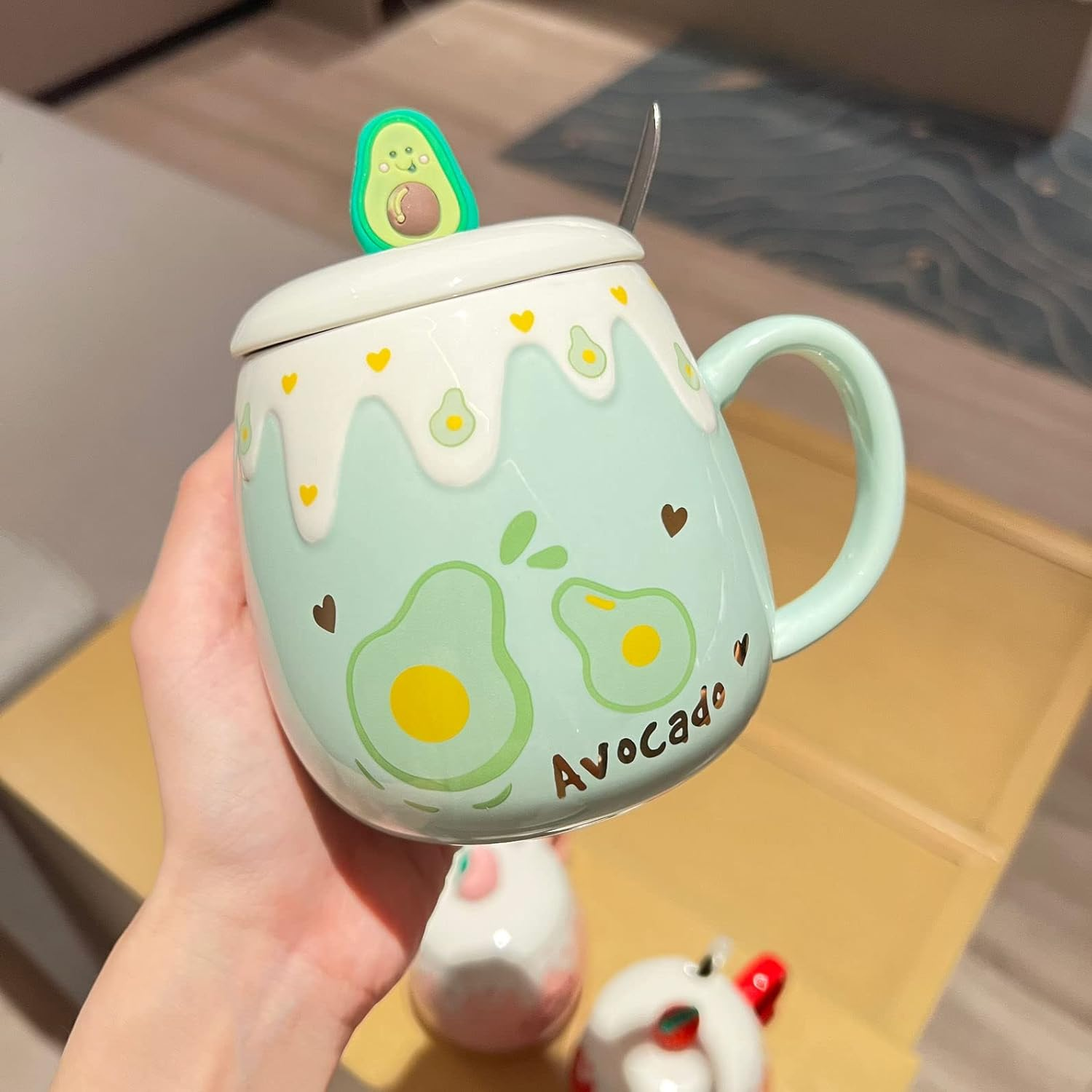 High Beauty Avocado Mug(with Lid+Spoon) - Image 3